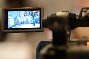 Finland’s Minister for Foreign Affairs Elina Valtonen outlines her country's priorities as the incoming OSCE Chairpersonship, captured through a live video broadcast during the OSCE Permanent Council, Vienna, 19 September 2023 (OSCE/Micky Kroell)
