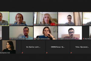 Part of participants of a kick-off meeting in relation to the project “Supporting a More Effective Administration of Justice in Corruption and Organised Crime Cases through Trial Monitoring,” funded by the European Union and implemented by the OSCE, 08 July 2021. (OSCE) Part of participants of a kick-off meeting in relation to the project “Supporting a More Effective Administration of Justice in Corruption and Organised Crime Cases through Trial Monitoring,” funded by the European Union and implemented by the OSCE, 08 July 2021. (OSCE)