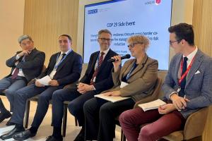 Panelists at the Side Event of the 29th United Nations Climate Change conference in Baku, 19 November 2024. (OSCE) Panelists at the Side Event of the 29th United Nations Climate Change conference in Baku, 19 November 2024. (OSCE)