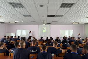 Police cadets in Albania strengthening their skills in gender-responsive policing during an introductory training course organized by the OSCE and the Albanian Security Academy in Tirana, 24 June.  (OSCE)