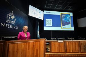 Vera Strobachova-Budway, Head of OCEEA’s Economic Governance Unit, presenting an OSCE guide on n virtual assets for law enforcement at the INTERPOL Virtual Assets Summit in Lyon, France, 28 March 2025. (OSCE) Vera Strobachova-Budway, Head of OCEEA’s Economic Governance Unit, presenting an OSCE guide on n virtual assets for law enforcement at the INTERPOL Virtual Assets Summit in Lyon, France, 28 March 2025. (OSCE)