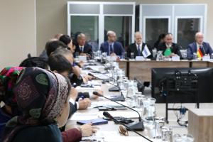 Participants in an interactive OSCE workshop on protecting soft targets from terrorism through interagency co-operation in Ashgabat, 1 April 2025. (OSCE/Kamila Sabyrrakhim)