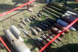 Explosive remnants of war, discovered by deminers of the State Special Transportation Service near Slovyansk, in eastern Ukraine. 7 April 2016. (State Special Transportation Service of Ukraine) Explosive remnants of war, discovered by deminers of the State Special Transportation Service near Slovyansk, in eastern Ukraine. 7 April 2016. (State Special Transportation Service of Ukraine)
