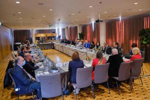 Participants of the third Annual General Meeting of Balkan Asset Management Interagency Network, Tirana, Albania, 27-29 October 2021. (OSCE/Rareș Gheorghiu)