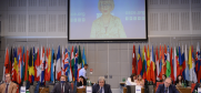 The OSCE Secretary General Helga Maria Schmid speaking at the OSCE Mediterranean Partners Group Meeting, Vienna, 30 May 2022.
 (OSCE/Micky Kroell)