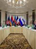 Minister of Foreign Affairs of the Russian Federation Sergey Lavrov (l), Secretary of State of the United States of America John Kerry (2nd c-r), and State Secretary for European Affairs of France Harlem Desir (r), representing the co-chair countries of the OSCE Minsk Group, during a meeting with President of Armenia Serzh Sargsyan (2nd l) and President of Azerbaijan Ilham Aliyev (2nd r), Vienna, 16 May 2016. (U.S. Department of State)