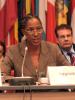 Keynote speaker Joia Jefferson Nuri, a prominent human rights activist from the United States in the area of human rights advocacy and protection, addresses participants of the Supplementary Human Dimension Meeting on Combating Racism, Intolerance and Discrimination in Society through Sport. Vienna, 19 April 2012. (OSCE/Thomas Rymer)