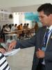 ODIHR Director Janez Lenarcic in a polling station near Bishkek during the Kyrgyz presidential election on 23 July 2009. (OSCE/Jens Eschenbaecher)