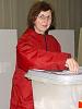 A voter casts her ballot at a polling station in Skopje during municipal elections in the former Yugoslav Republic of Macedonia, 13 March 2005. (OSCE)